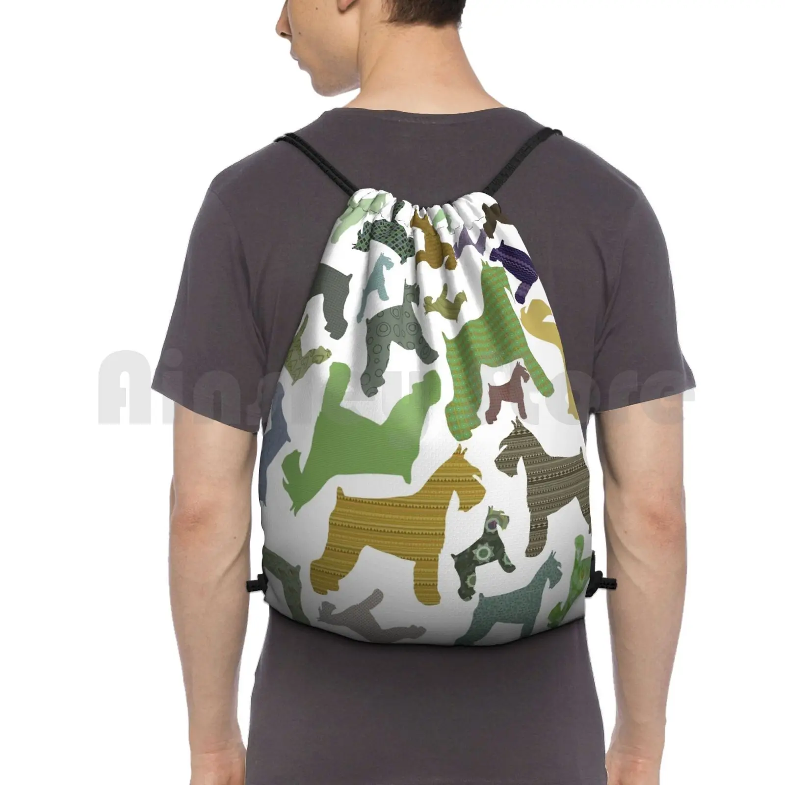 

Schnauzer Pattern Backpack Drawstring Bags Gym Bag Waterproof Schnauzer Pattern Dog Dogs Terrier Miniature Schnauzer
