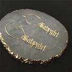 Высококачественные золотистые серьги-кольца с буквами Babygirl, подвеска в виде старого шрифта, Висячие длинные серьги-подвески для влюбленных, Рождественский подарок