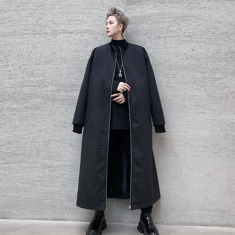 Тренчкот мужской длинный на молнии уличная одежда ветровка в стиле хип хоп