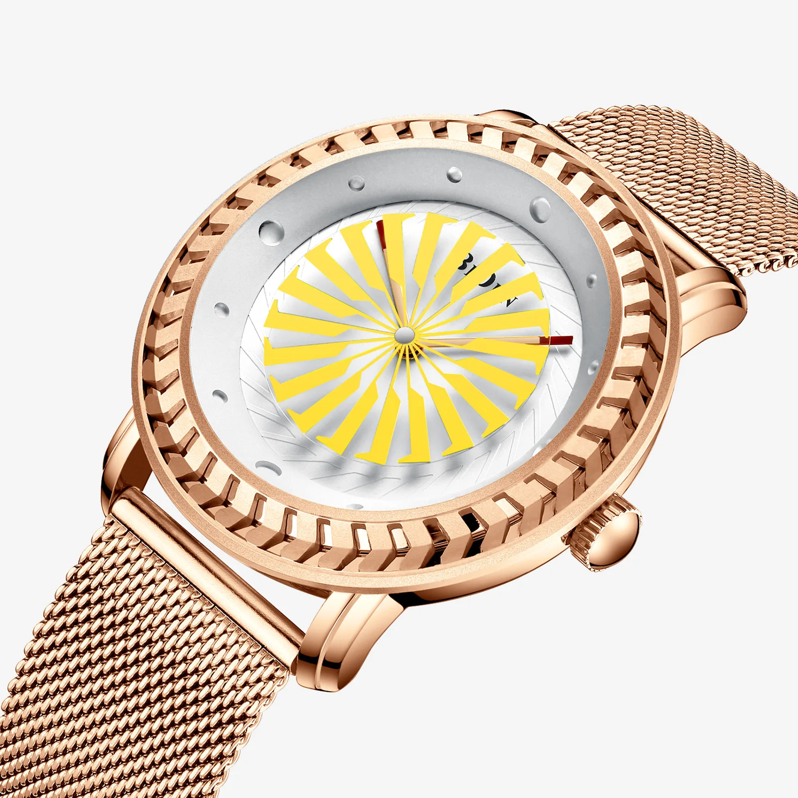 Модные мужские повседневные часы с сетчатым ремешком из нержавеющей стали BIDEN