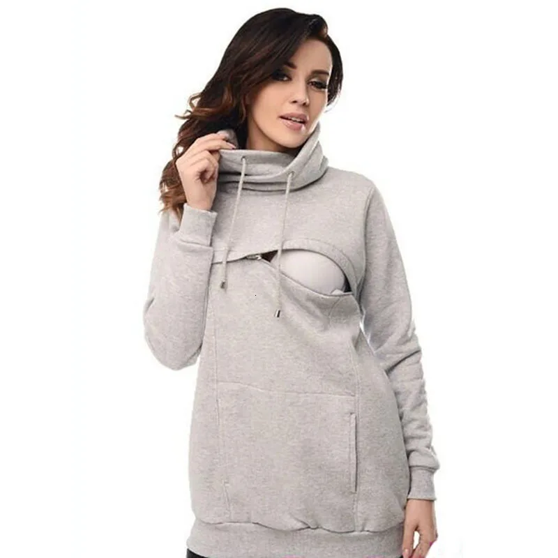 

S-5XL Breastfeeding Maternity Hoodies Jacket Nursing Pregnacy Sweatshirts Clothes Pregnant Women Feeding Maternity Coat Winter