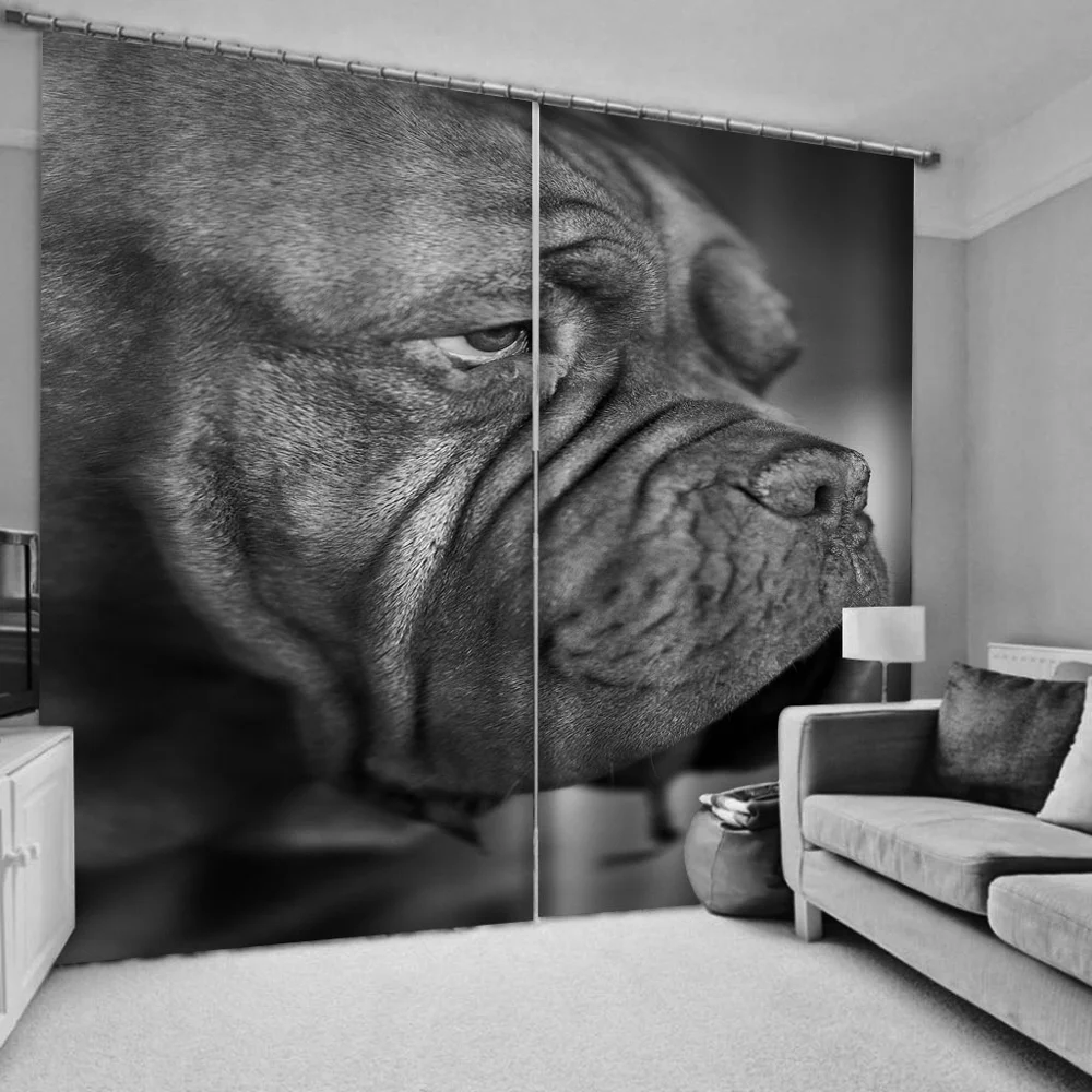 

High quality custom Beautiful Photo Fashion Customized 3D Curtains grey animal curtains