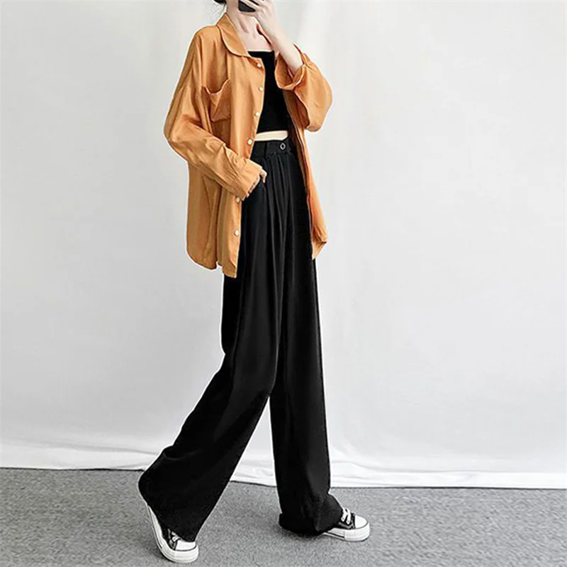 

2021 Women Pants Drape Solid Mopping Loose Teens pantalon lin femme Korean Fashion Large Size Chic Ulzzang Vintage Autumn Pant
