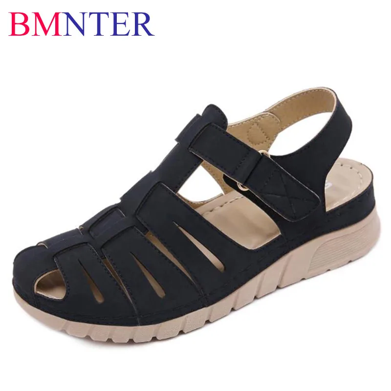

Женские нескользящие сандалии на танкетке BMNTER, повседневные Прошитые туфли на платформе, лето 2021