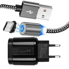 Магнитный USB-кабель QC3.0 Type C для Samsung galaxy Feel 2 S8 S9 S10 A50 A70 A20 M30 Honor 20 10 9 мобильный телефон