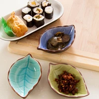 japanese seasoning vinegar sauce dish sushi dishes snacks kitchen creative leaves ceramic plates tableware food seasoning tray