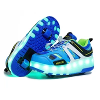 kids glowing led shoes for boys girls luminous roller skate shoes with lights usb charged children shoes on wheels size 28 40