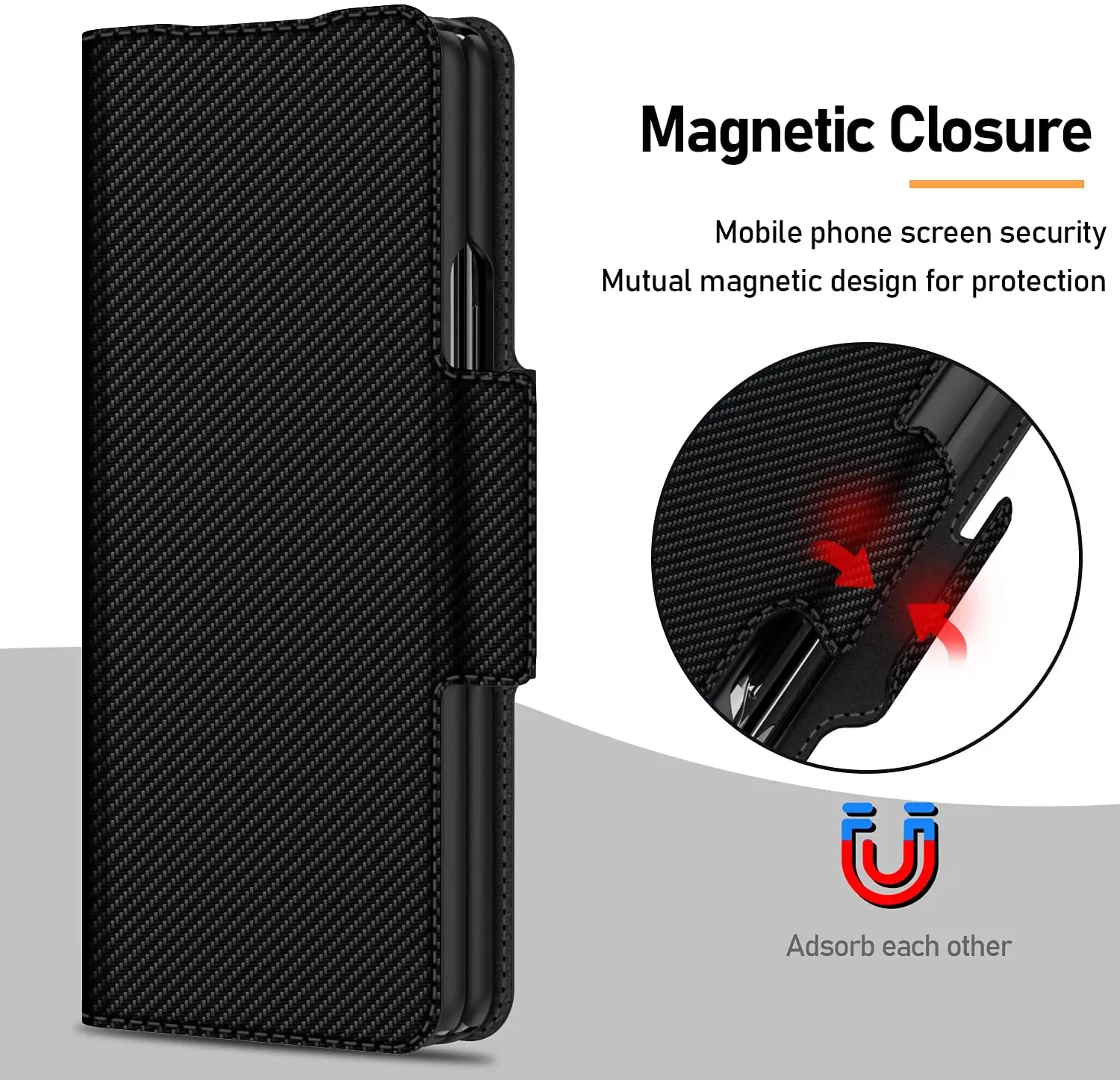 Funda de cuero de fibra de carbono para Samsung Galaxy Z Fold 3, 5G, 2021, BILLETERA, todo incluido, con tapa magn&eacute;tica para tarjetas, para Galaxy Z Fold 3-4