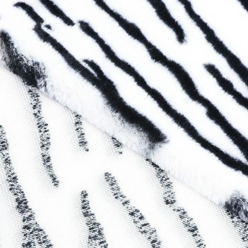 Искусственный кроличий мех с принтом тигра диван-Зебра плюшевая игрушка модная
