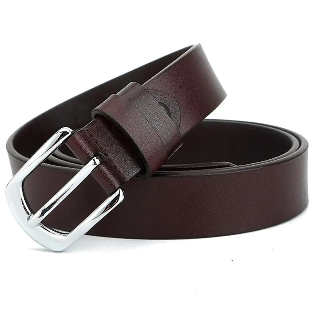 Brand Name Female Pin Buckles Metal Solid Colour Design Women's Cowhide Leather Fancy Vintage Belts 2.3cm Width NFC729