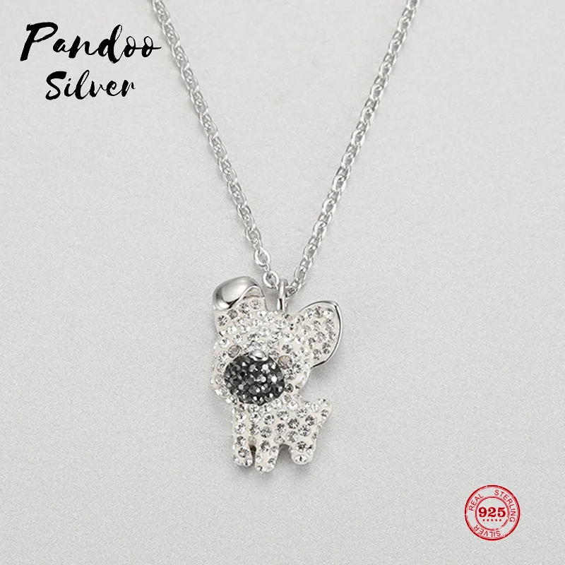 

PANDOO Fashion Charm Pure 925 Silver Original 1:1 Copy, Cute Design Fashion Wild Pendant Necklace Female Luxury Jewelry Gifts