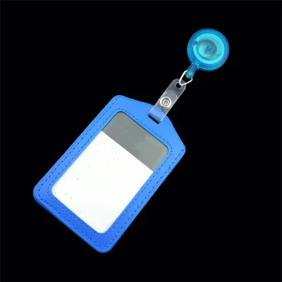 1 шт. из искусственной кожи ID держатель для карт с значком выдвижные катушки Имя тег офисные принадлежности - Цвет: sky blue