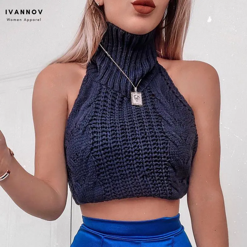 Женский ночной клуб вечерние водолазки Трикотажный жилет без рукавов с