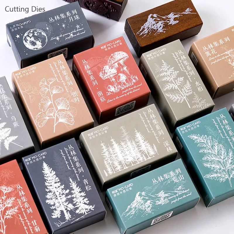 2019 винтажные деревянные резиновые штампы серии джунглей для канцелярских