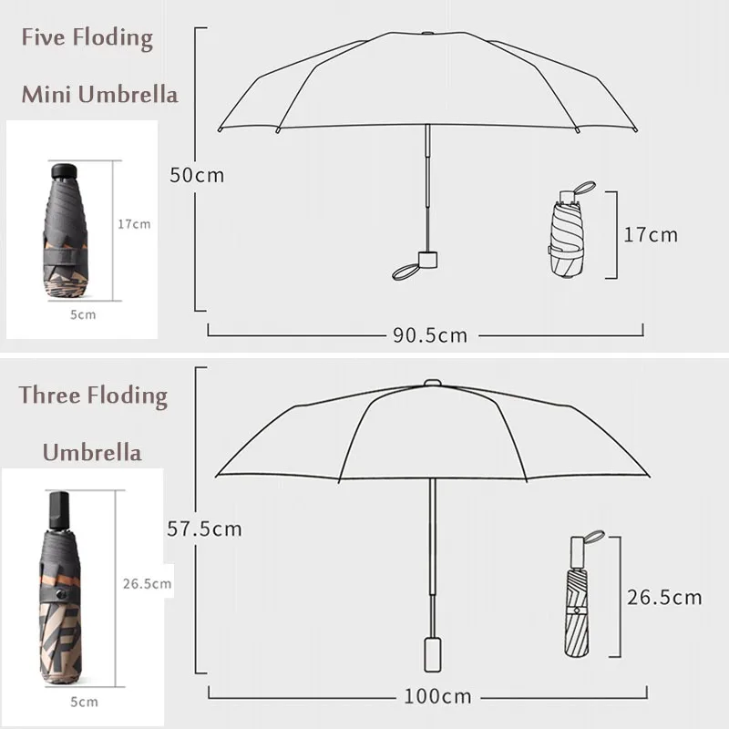 

Fashion Mini Pocket Umbrella Rain Women Classic Pattern Small Light Folding Portable Clear Rain Dual-use Anti-UV Male Umbrella