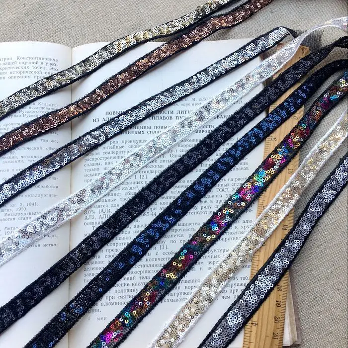 1 2 см Широкий Красочный Блестящий ручной вышивки блестками Лента из бисера