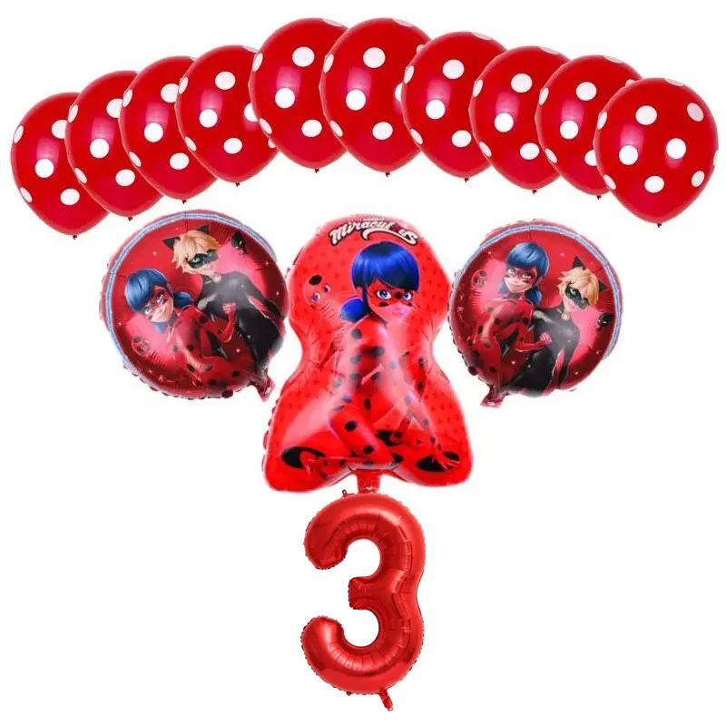 Balloons-23-14pcs 6 шт./компл. из мультфильма, популярная яркая детская одежда с рисунком "Божья коровка" Фольга воздушные шары День рождения украшения божья коровка гелиевый Майларовый и 32 дюймов шара с цифрой - Цвет: Balloons-23-14pcs