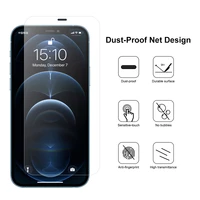 3 pcs 2 5d anti explosion tempered glass hd screen protector with dust splitter for iphone 12 pro max