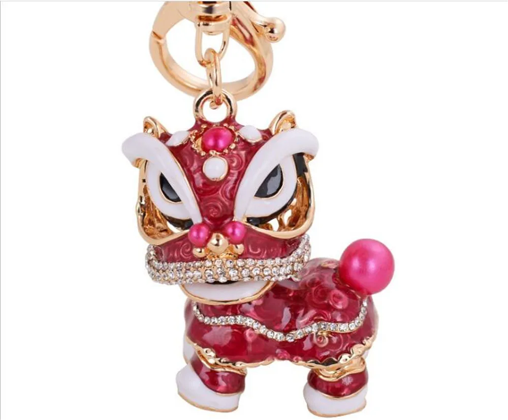 Chinese Traditional Colorful Fancy Lion Dance Keychain China Town Happy New Year Promotional Gift Purse Bag Charm Key Chain B868 | Украшения