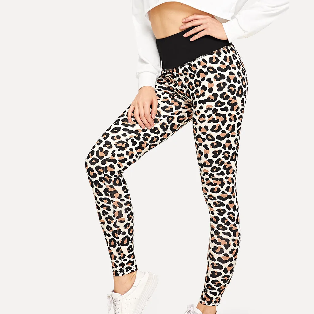 Новинка 2019 стильные женские модные повседневные леопардовые леггинсы для