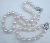 set of 13 14mm south sea baroque white pearl necklace18 bracelet 7 5 8