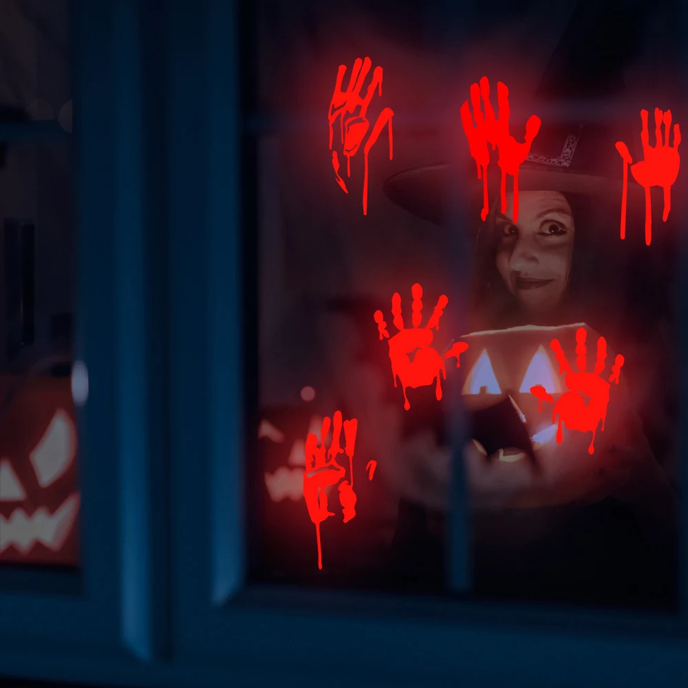 

Наклейки для Хэллоуина, светящиеся наклейки, наклейки на Хэллоуин, руки крови, украшения на Хэллоуин вечерние, домашняя кровавая наклейка