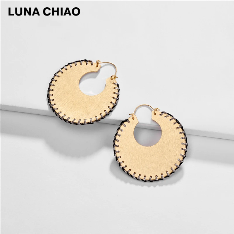 LUNA CHIAO модные большие металлические серьги-обруч плетеные ручной работы большой, в стиле бохо Эффектные серьги для женщин