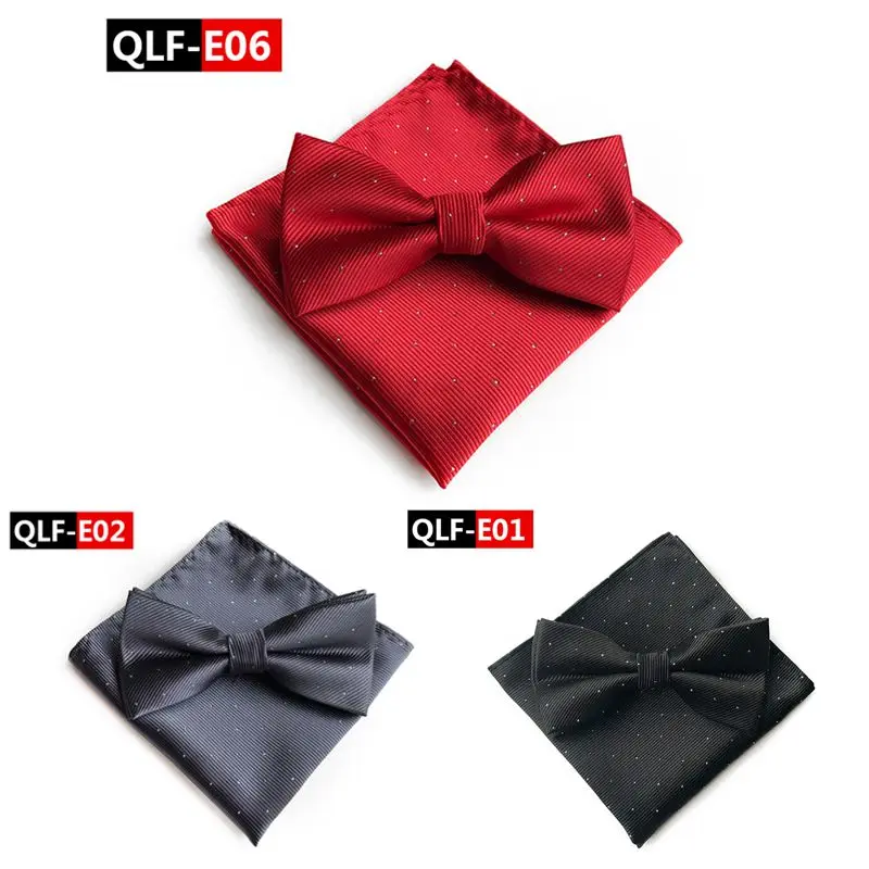 

Polyester Dots Bowtie 7 Color Men Fashion Hanky Set Groom Gentleman Cravat Pocket Towel Handkerchief Wedding Party Cadeau Homme