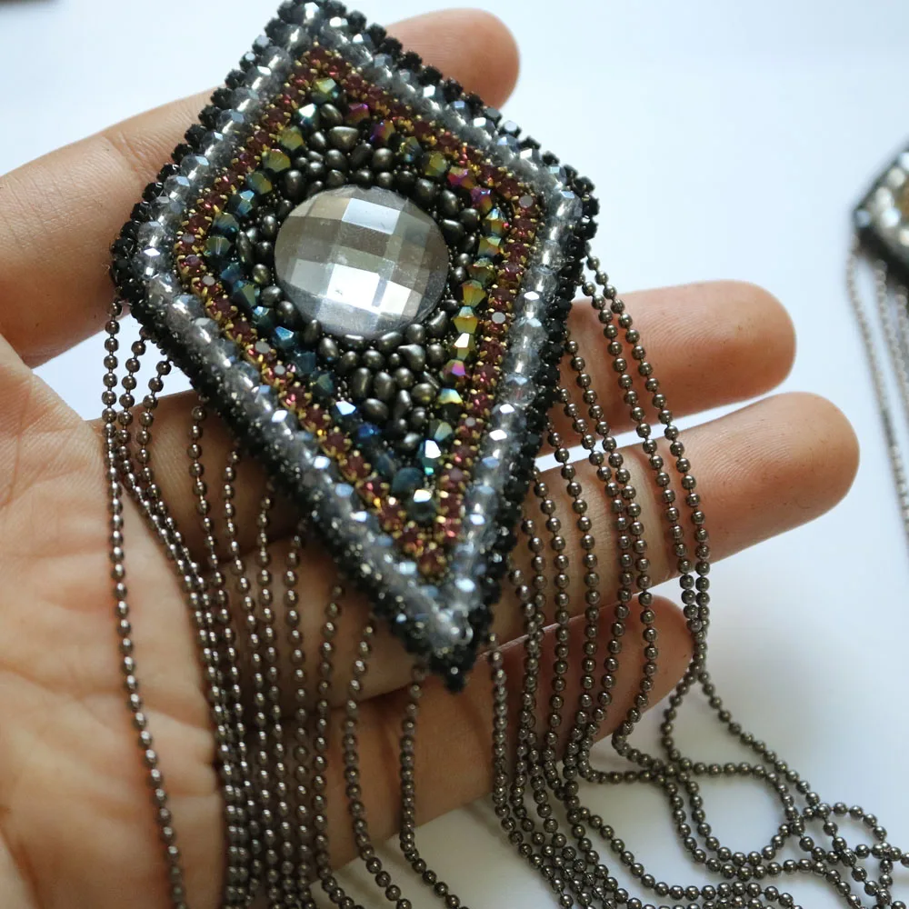 2 шт. черные эполеты с бусинами для одежды|Заплатки| |