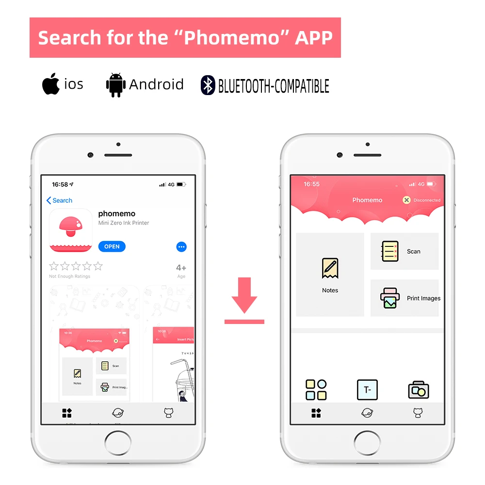 Портативный термопринтер Phomemo M02 миниатюрный принтер карманная наклейка для