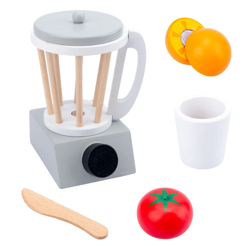 

Wooden Kitchen Toys Kids Early Learning Toy Girls Pretend Play Kitchen Items Set Coffee Machine Blender Juicer Toys for Children