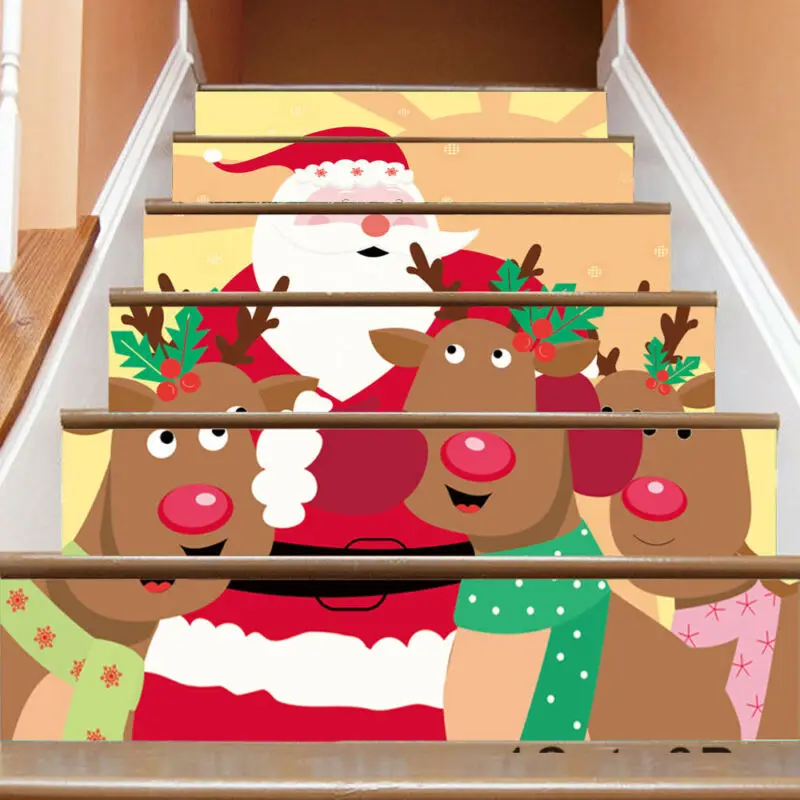 Рождество Рождественское украшение 3D лестницы плитки стояки виниловые наклейки