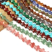17pcs faceted natural stone beads small cross section for jewelry making necklace bracelet earrings size12x12x5mm length 20cm