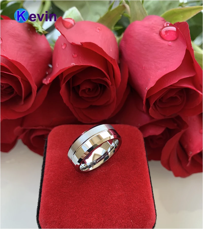 Обручальное кольцо из карбида вольфрама для мужчин и женщин обручальное с пазом