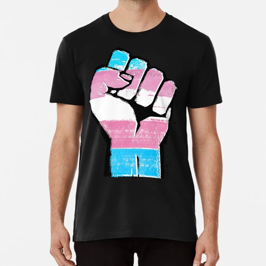 Транс сопротивляющийся кулаку футболка Прайд флаг дизайн |