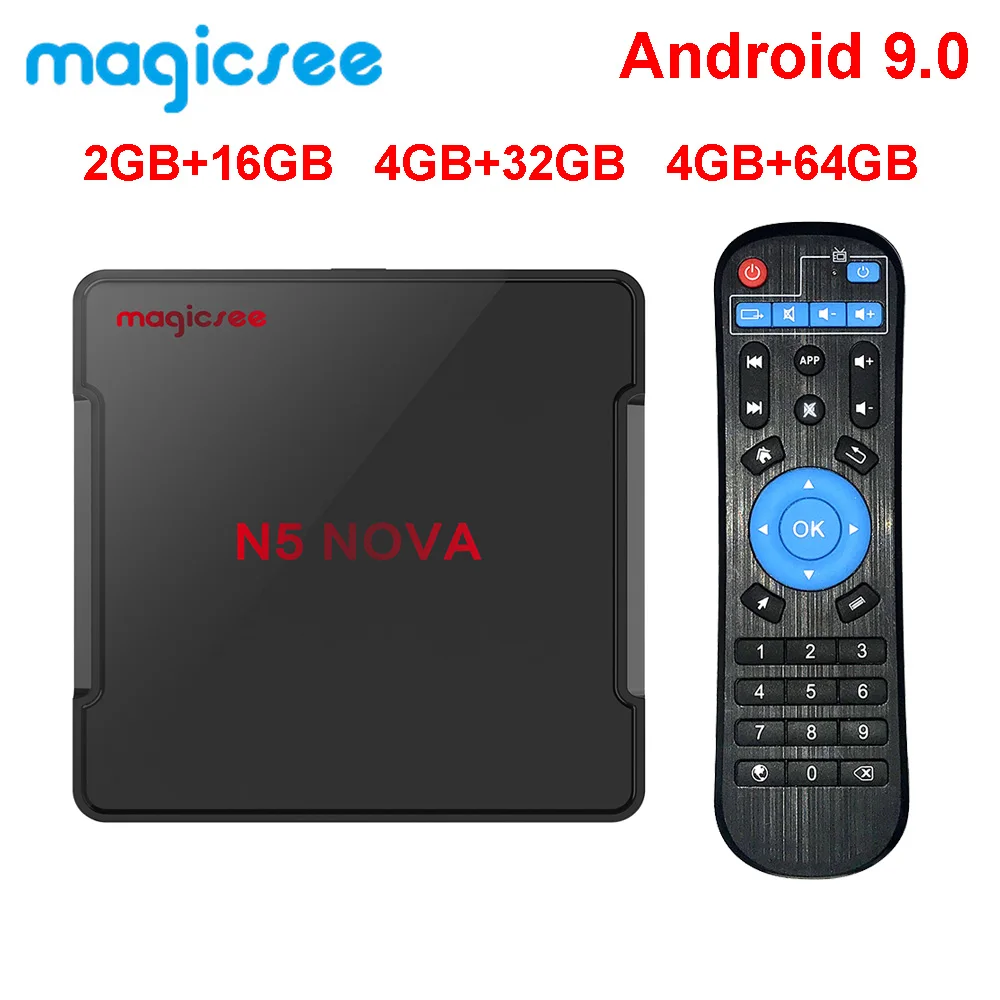 Magicsee N5 NOVA 4 Гб 64 Гб RK3318 четырехъядерный Android 9,0 Tv Box 2,4G 5G Wifi BT4.0 смарт-приставка 4K H.264 N5 MAX медиаплеер