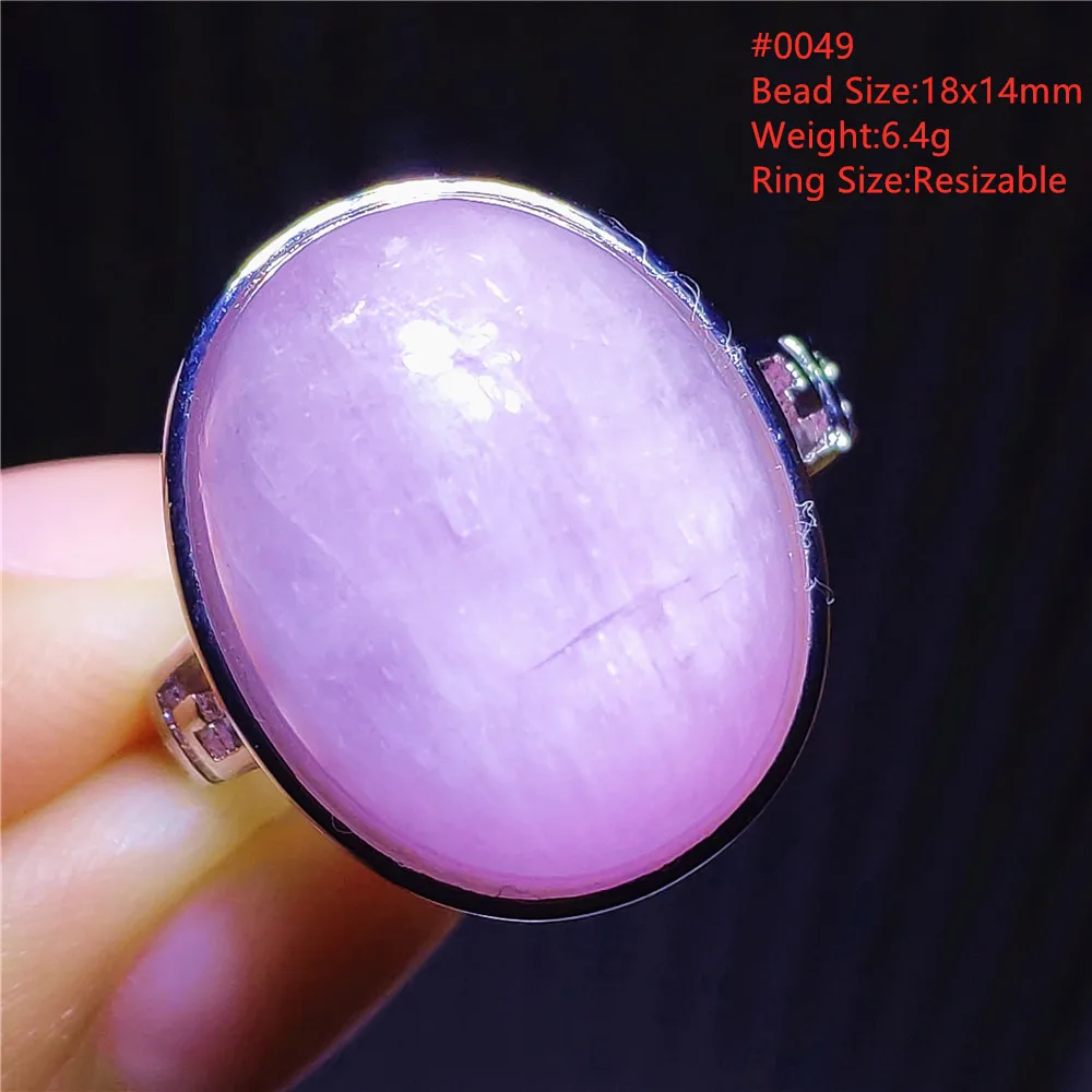 Natural Purple Kunzite Adjustable Ring Woman Gemstone Cat Eye Purple Kunzite Ring Fashion 925 Sterling Silver Jewelry Ring AAAAA
