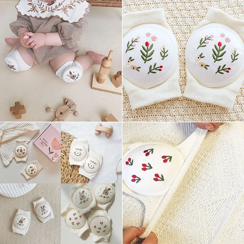EnkeliBB-accesorios para ni&ntilde;os peque&ntilde;os, para evitar lesiones en las rodillas, bonito patr&oacute;n bordado, 2 uds.-0