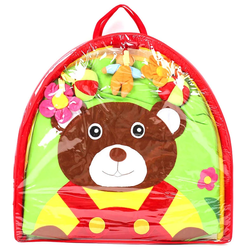 

Green brown bear pattern circular cloth baby blanket 95cm-1Piece