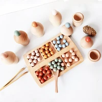kids educational color collection wooden clip beads rainbow toys montessori cake cup fine motor training color sort game early
