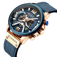 curren sports mens watches quartz watch for men leather strap chronograph wristwatch clock waterproof military relogio masculino