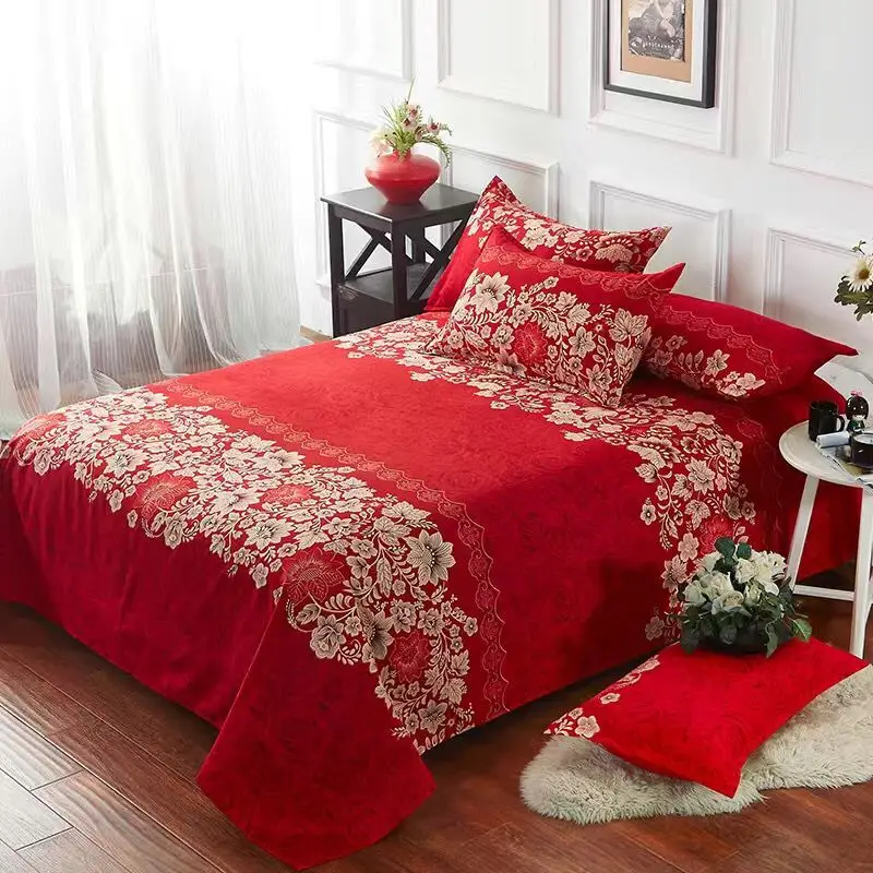 

Fashion New 2021 Bed sheet Cotton Bed Sheets Soft Warm Bed Sheet With Pillowcase Color Home Textile Queen King Size
