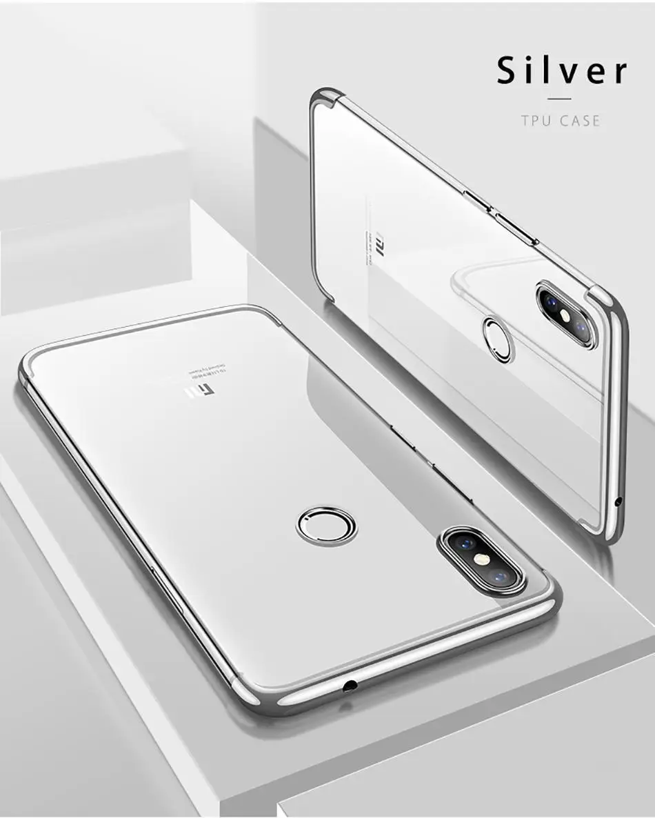 silver Силиконовый чехол для телефона Redmi Note7 Note8 Redmi8 8A 7A K20 K20Pro, мягкий прозрачный чехол для телефона с покрытием, не легко пожелтевший, Funda - Цвет: silver