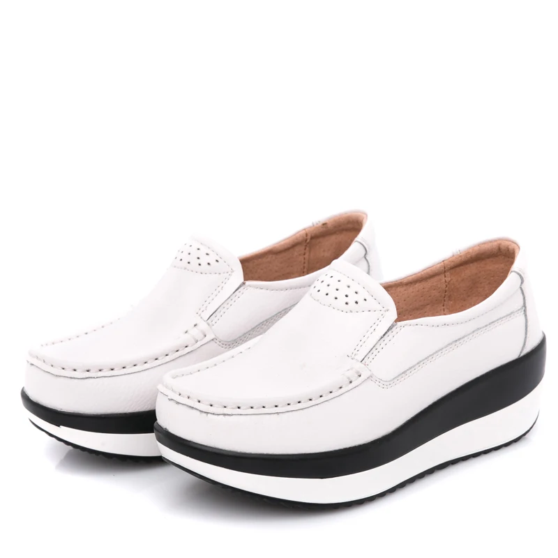 2019 осенние женские лоферы на плоской платформе женская обувь повседневная из