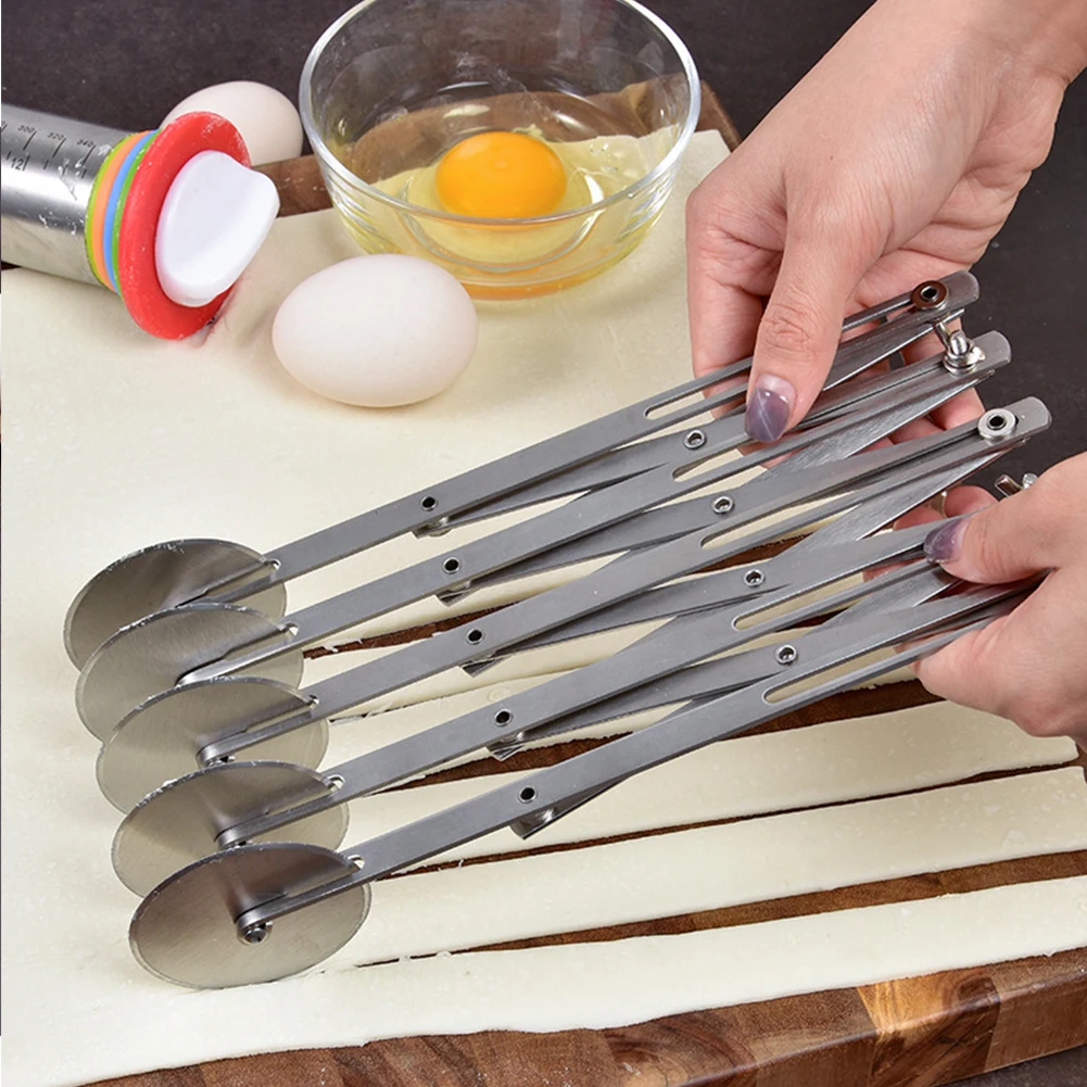 

3/5/7 Wheel Dough Divider Side Pasta Knife Flexible Roller Blade Adjustable Pizza Pastry Peeler Stainless Steel Baking Tools