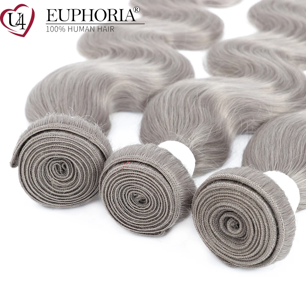 Серебристо-серые волнистые волосы пряди бразильские 9A Remy 100% человеческие 3
