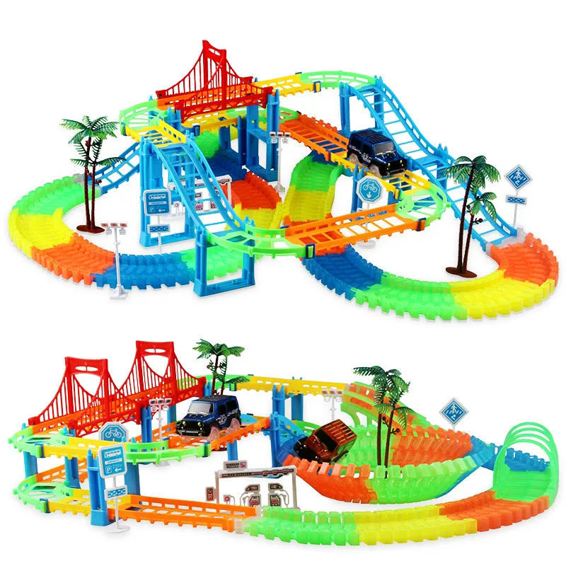 Электрическая железная дорога волшебный гоночный трек шлейфом Игровой набор