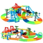 Электрическая железная дорога волшебный гоночный трек шлейфом Игровой набор сделай сам Электрический Autorama цепи Voiture светильник автомобиля игрушки беговые дорожки для мальчиков и девочек