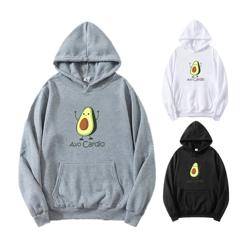 

Funny cartoon avocado print men's hoodie fashion streetwear pullover