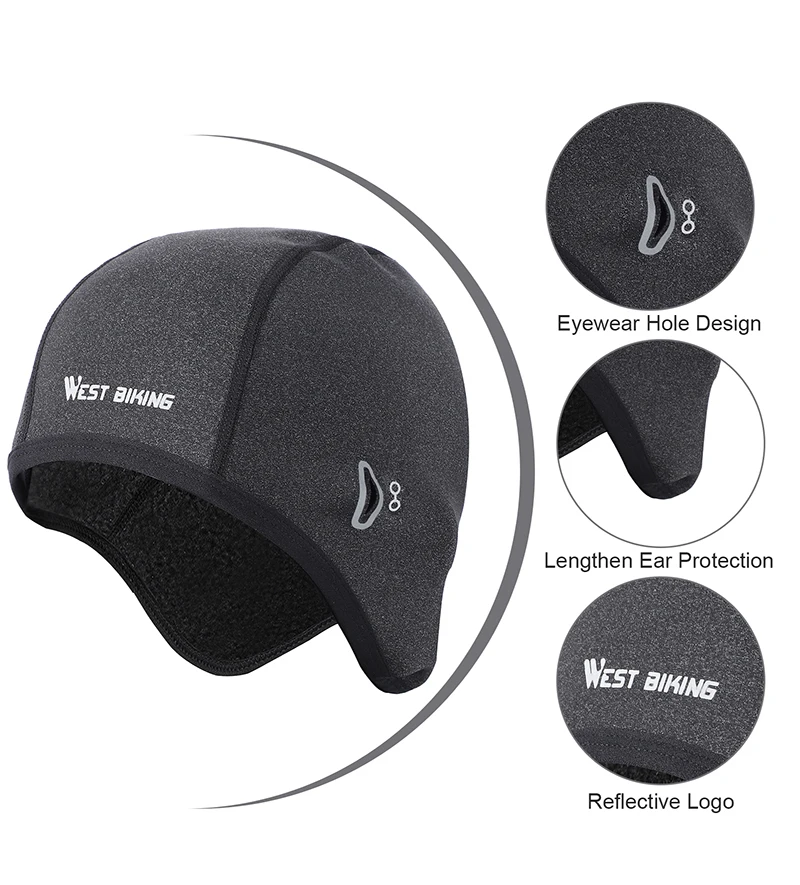 

WEST BIKING autumn and winter riding warm fleece windproof cap helmet headgear with glasses hole outdoor equipment